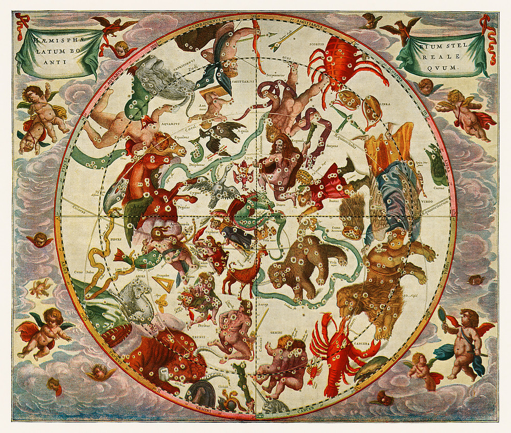 Древнее звездное небо. Атлас звездного неба цилларус 1596 1665. Атлас андреас Целлариус. Гармония макрокосмоса 1661.