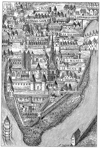 Средневековый Париж, здание Суда и Сент-Шапель