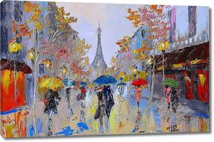 Живописная картина с улицей Парижа
