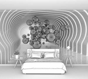 Абстрактный тоннель с металлизированными шарами