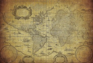 Старинная карта континентов