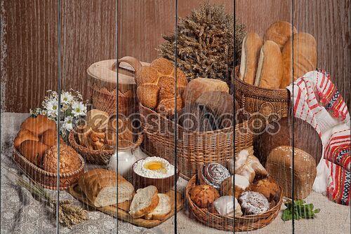 Натюрморт с хлебом и булкой