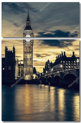 Большая башня с часами в Лондоне на закате