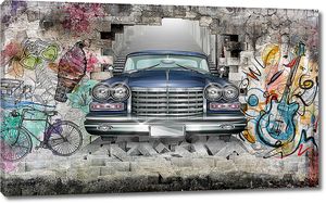 Лимузин из стены с граффити