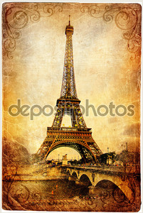 Старинный Парижский карт серии-Эйфелева башня