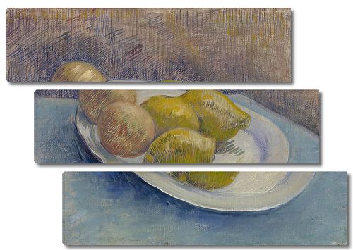 Натюрморт с лимонами на тарелке