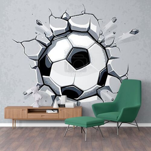 Футбольный мяч и старая штукатурка стен ущерб. Векторные иллюстрации