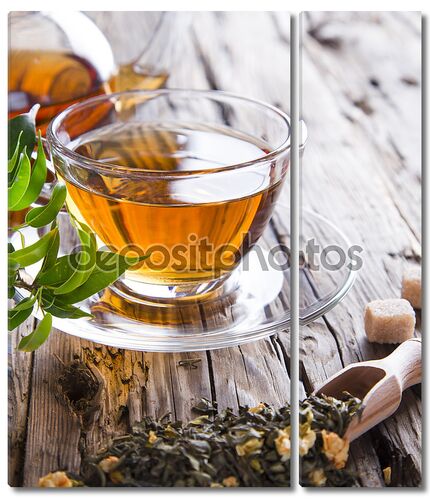 Прозрачные чашки зеленого чая