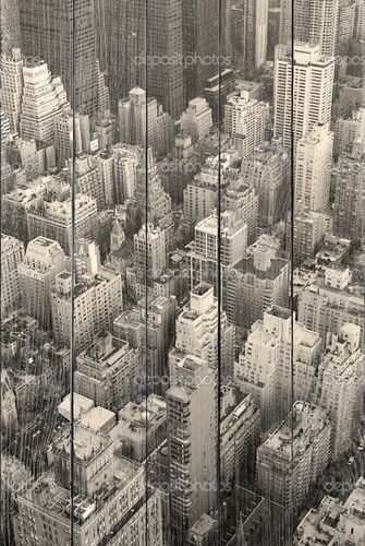 Нью-Йорк Манхэттен вид с воздуха черно-белый
