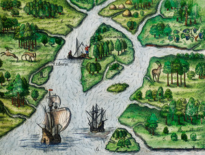 Порт-Ройял, Южная Каролина, иллюстрация из Великих путешествий Теодора де Бри