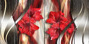 Красные лилии с абстрактными линиями