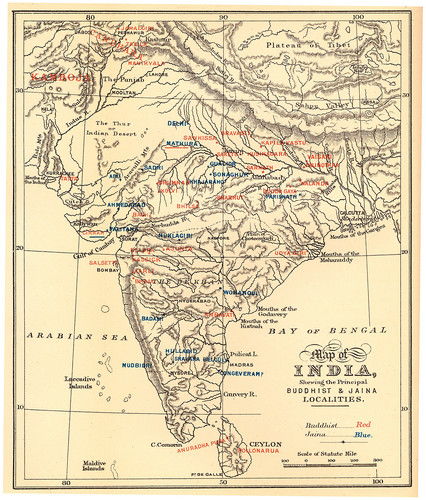 Карта распространения Буддизма и Джайнизма в Индии