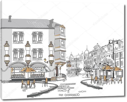 Старый город с кафе