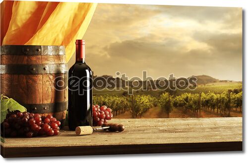 Вино на фоне прекрасного пейзажа