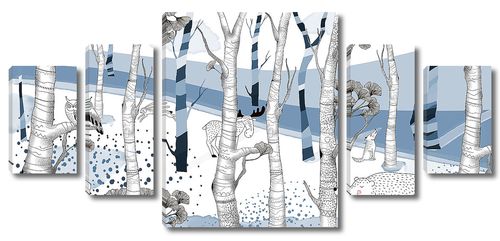 Woodland-голубой лес с животными