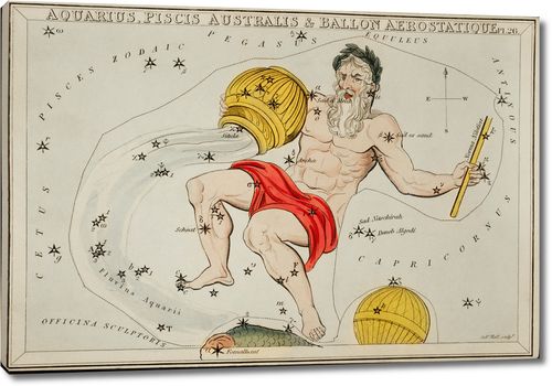 Астрономическая карта зодиака Водолей Сидни Холла