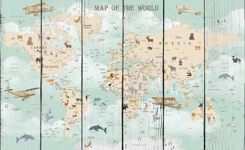 Мировая карта с аэропланами