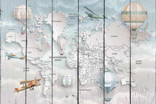 Детская карта мира с объемными материками