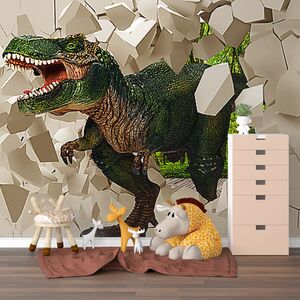 Динозавр разрушает стену