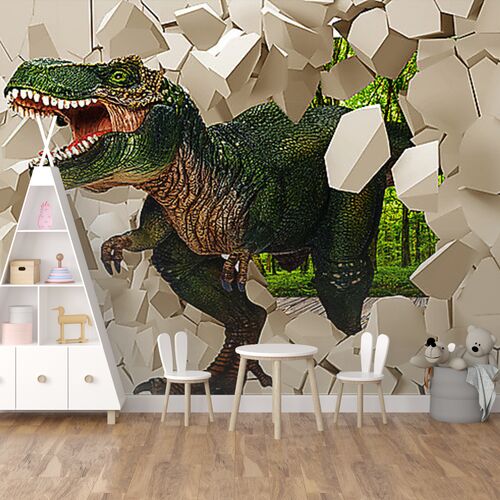 Динозавр разрушает стену