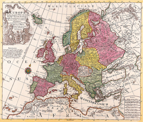 Карта Европы Конрада Лоттера 1760