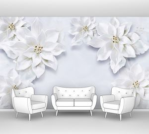 Белые цветы на белом кафеле