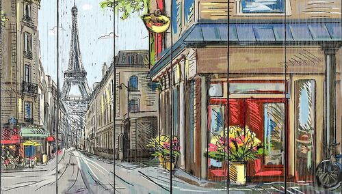 Прекрасный рисунок улицы в Париже