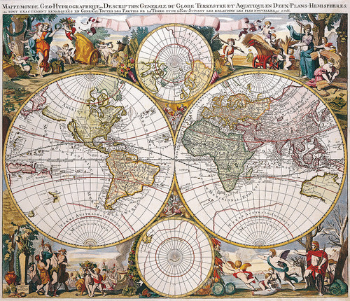 Полярная карта Двойного полушария Джерард Валк 1686