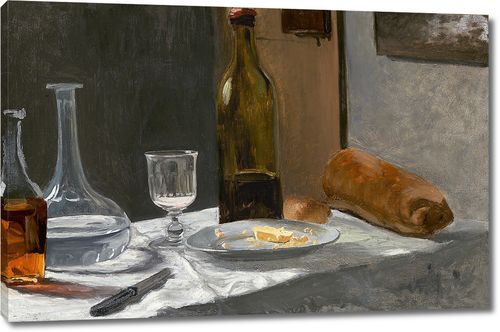 Натюрморт с бутылкой, графином, хлебом и вином