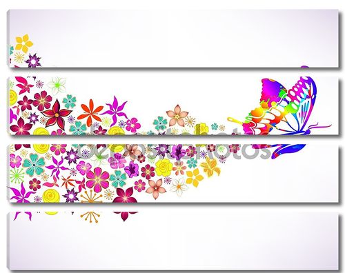 абстрактный фон с бабочкой и цветами