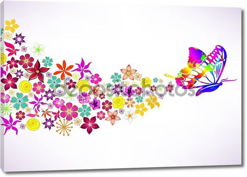 абстрактный фон с бабочкой и цветами