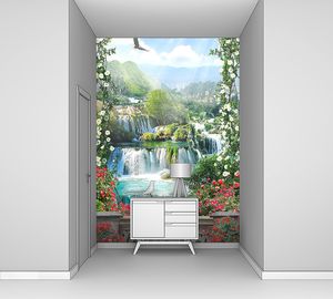 Цветочная арка с видом на водопады