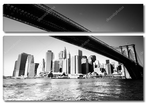 Бруклинский мост - Нью-Йорк - черно-белое фото