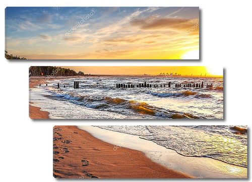 Закат на пляже в Балтийском море