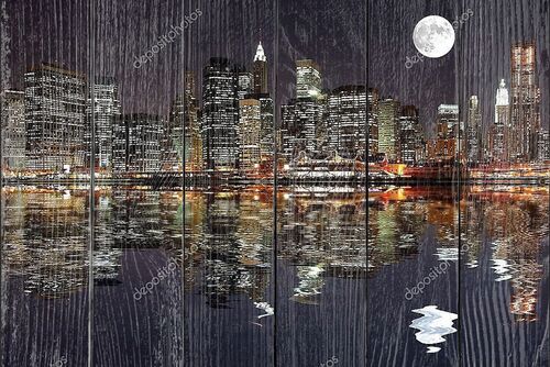 Манхэттен с отражением в воде