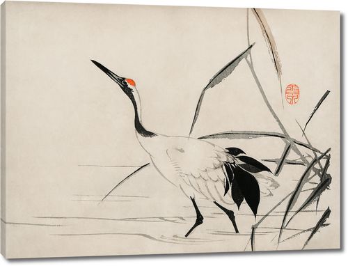 Иллюстрация укие-э японского журавля Мочизуки Гекусена