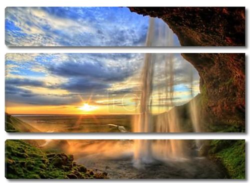 Seljalandfoss водопад на закате в hdr, Исландия