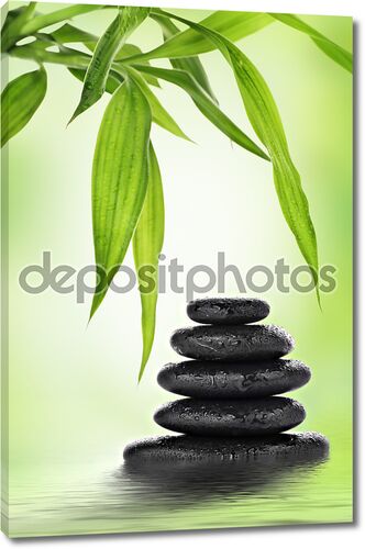 Zen базальтовых камней и бамбука