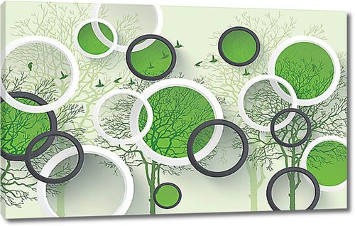 Деревья с зелеными кругами
