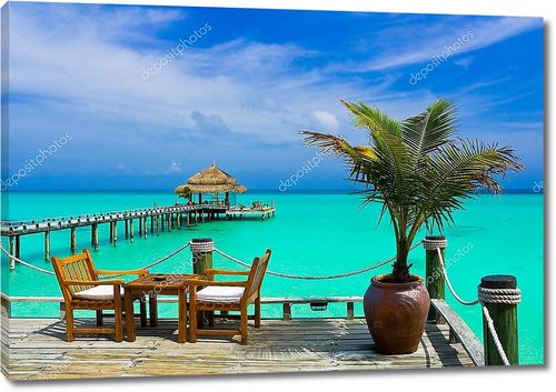 Кафе на пляже на Мальдивах