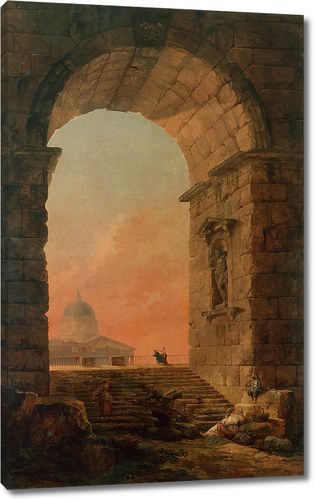 Пейзаж с аркой и куполом собора св. Петра в Риме