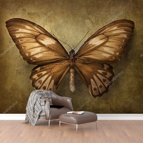 Винтажный фон с бабочкой
