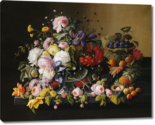 Натюрморт: цветы и фрукты
