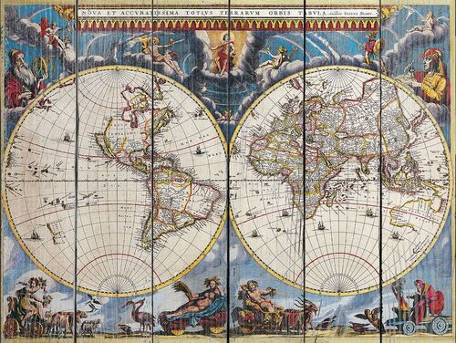 Карта двойного полушария Джоан Блау 1662 года