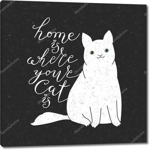 Cute cat character and quote.