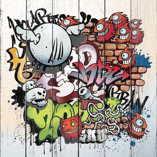 Элементы граффити с буквами и рожицами