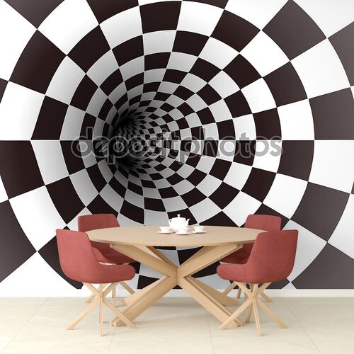 Черный и белый спиральный туннель