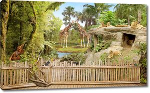 Зоопарк с дикими животными в джунглях