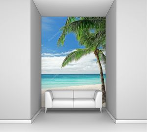 Белый песчаный пляж с пальмами