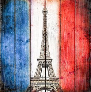 Эйфелева башня на фоне флага Франции